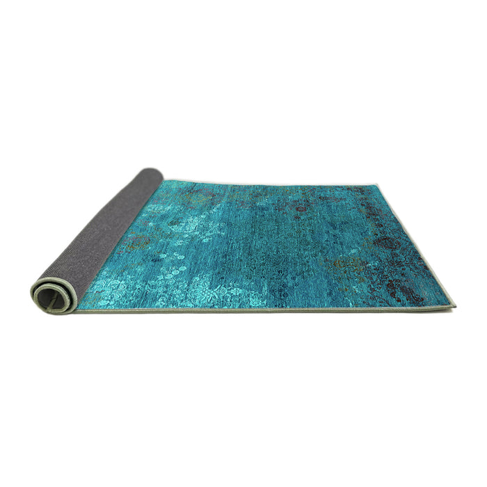 Sideview of Oriental Turquoise Industrial Rug, urb2738turq