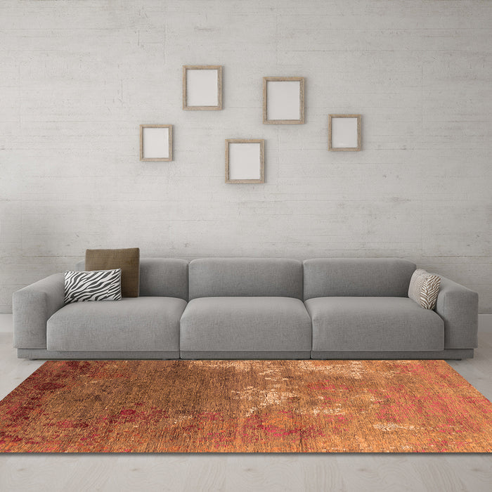Machine Washable Oriental Orange Industrial Area Rugs in a Living Room, wshurb2738org
