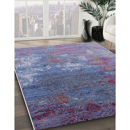 Mid-Century Modern Purple Oriental Rug in Family Room, urb2738
