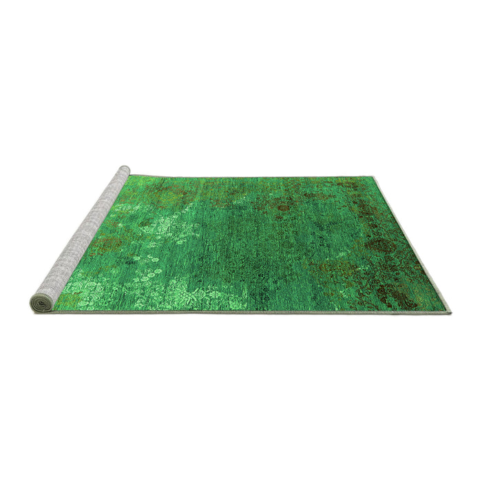 Sideview of Machine Washable Oriental Green Industrial Area Rugs, wshurb2738grn