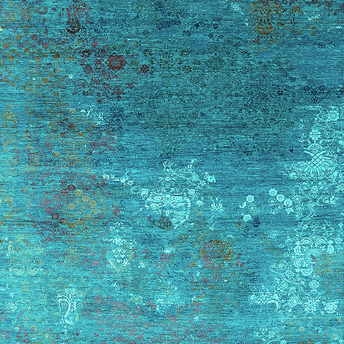 Machine Washable Oriental Turquoise Industrial Area Rugs, wshurb2738turq
