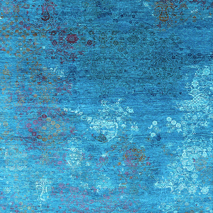 Machine Washable Oriental Light Blue Industrial Rug, wshurb2738lblu