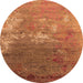 Round Oriental Orange Industrial Rug, urb2738org