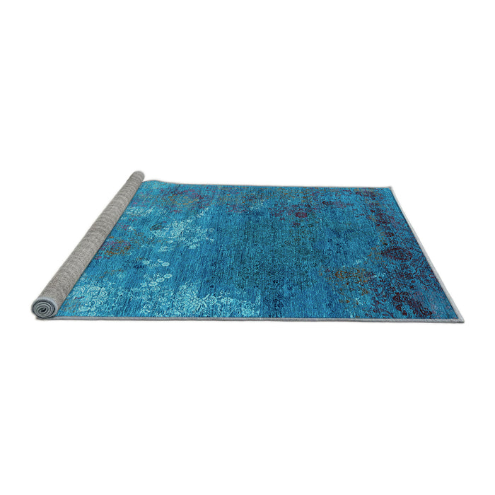 Sideview of Machine Washable Oriental Light Blue Industrial Rug, wshurb2738lblu