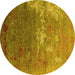 Round Oriental Yellow Industrial Rug, urb2738yw