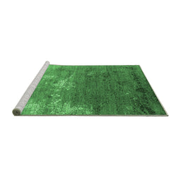 Sideview of Machine Washable Oriental Emerald Green Industrial Area Rugs, wshurb2738emgrn