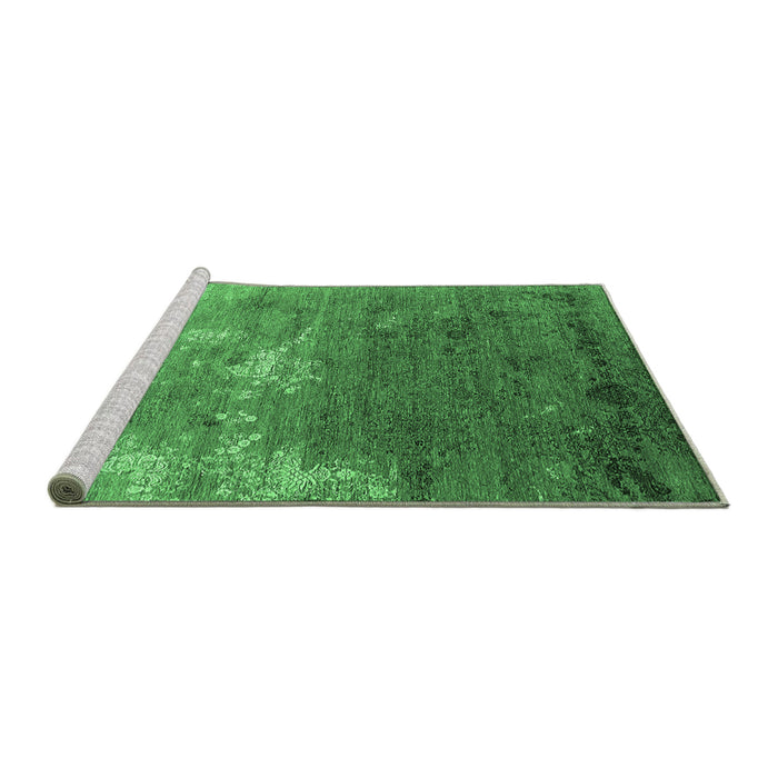 Sideview of Machine Washable Oriental Emerald Green Industrial Area Rugs, wshurb2738emgrn