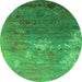 Round Oriental Green Industrial Rug, urb2738grn