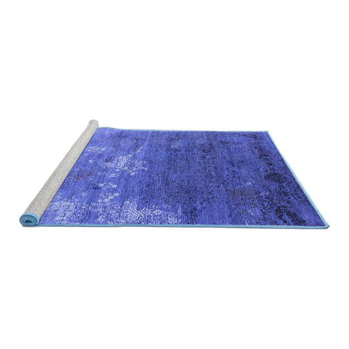 Sideview of Machine Washable Oriental Blue Industrial Rug, wshurb2738blu