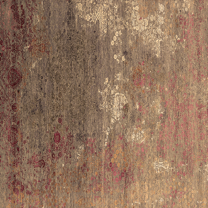 Square Machine Washable Oriental Brown Industrial Rug, wshurb2738brn