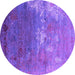 Round Oriental Purple Industrial Rug, urb2738pur