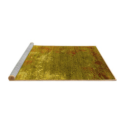 Sideview of Machine Washable Oriental Yellow Industrial Rug, wshurb2738yw
