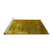 Sideview of Machine Washable Oriental Yellow Industrial Rug, wshurb2738yw