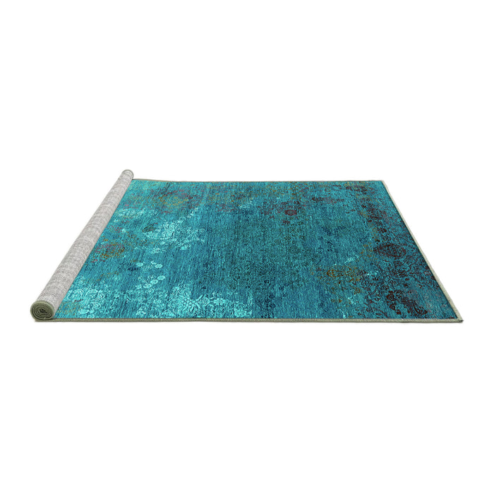 Sideview of Machine Washable Oriental Turquoise Industrial Area Rugs, wshurb2738turq