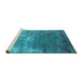 Sideview of Machine Washable Oriental Turquoise Industrial Area Rugs, wshurb2738turq