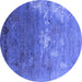 Round Oriental Blue Industrial Rug, urb2738blu