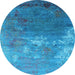 Round Oriental Light Blue Industrial Rug, urb2738lblu