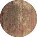 Round Oriental Brown Industrial Rug, urb2738brn