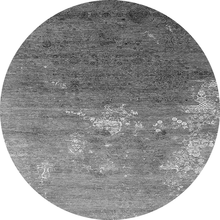 Round Machine Washable Oriental Gray Industrial Rug, wshurb2738gry