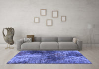 Machine Washable Oriental Blue Industrial Rug, wshurb2739blu