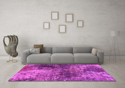 Machine Washable Oriental Pink Industrial Rug in a Living Room, wshurb2739pnk