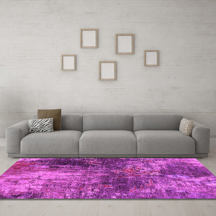 Machine Washable Oriental Pink Industrial Rug in a Living Room, wshurb2739pnk