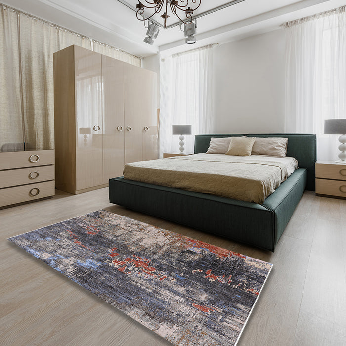 Machine Washable Industrial Modern Purple Rug in a Bedroom, wshurb2739