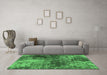 Machine Washable Oriental Emerald Green Industrial Area Rugs in a Living Room,, wshurb2739emgrn