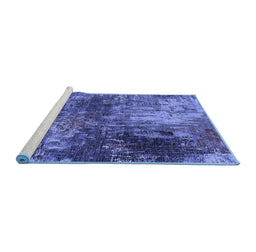 Sideview of Machine Washable Oriental Blue Industrial Rug, wshurb2739blu