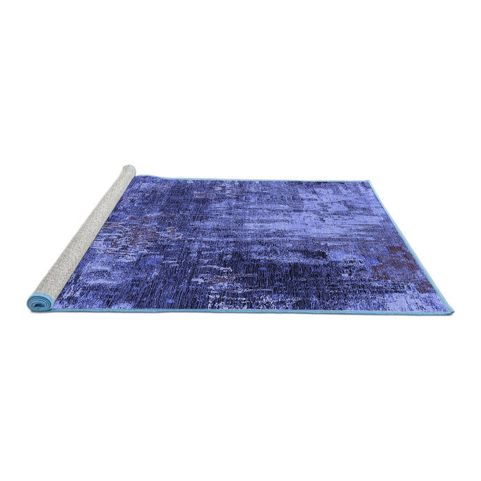 Sideview of Machine Washable Oriental Blue Industrial Rug, wshurb2739blu