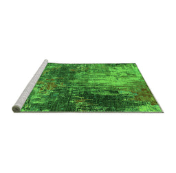 Sideview of Machine Washable Oriental Green Industrial Area Rugs, wshurb2739grn