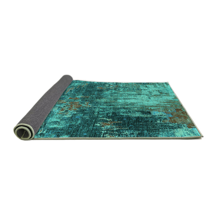Sideview of Oriental Turquoise Industrial Rug, urb2739turq