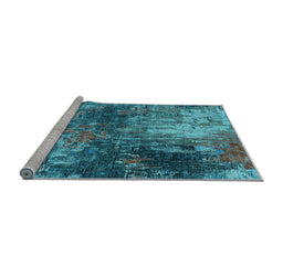 Sideview of Machine Washable Oriental Light Blue Industrial Rug, wshurb2739lblu