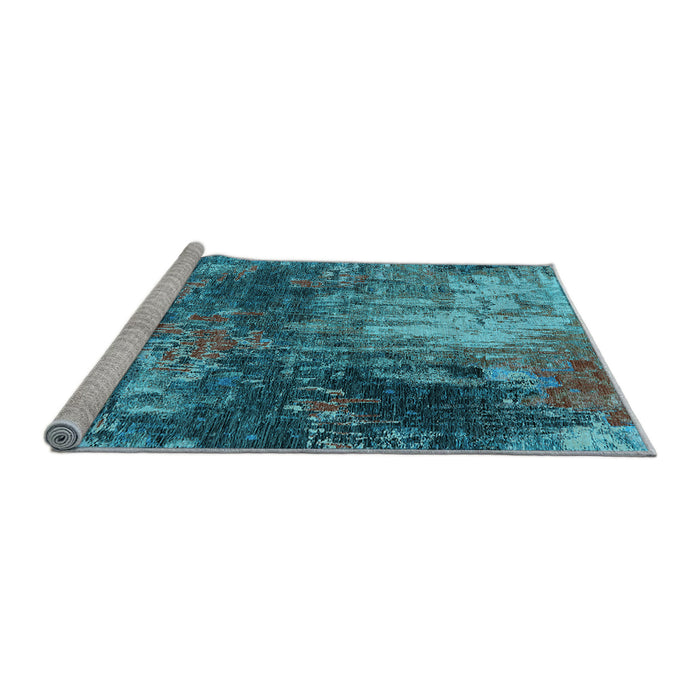 Sideview of Machine Washable Oriental Light Blue Industrial Rug, wshurb2739lblu