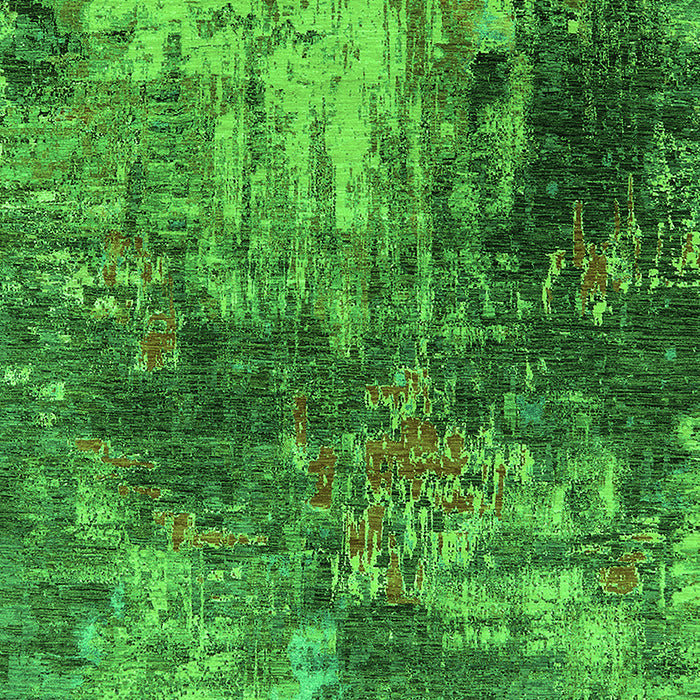 Machine Washable Oriental Green Industrial Area Rugs, wshurb2739grn