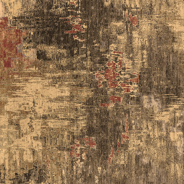 Square Machine Washable Oriental Brown Industrial Rug, wshurb2739brn