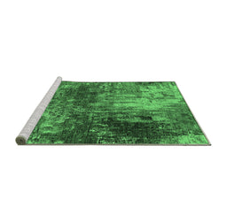 Sideview of Machine Washable Oriental Emerald Green Industrial Area Rugs, wshurb2739emgrn