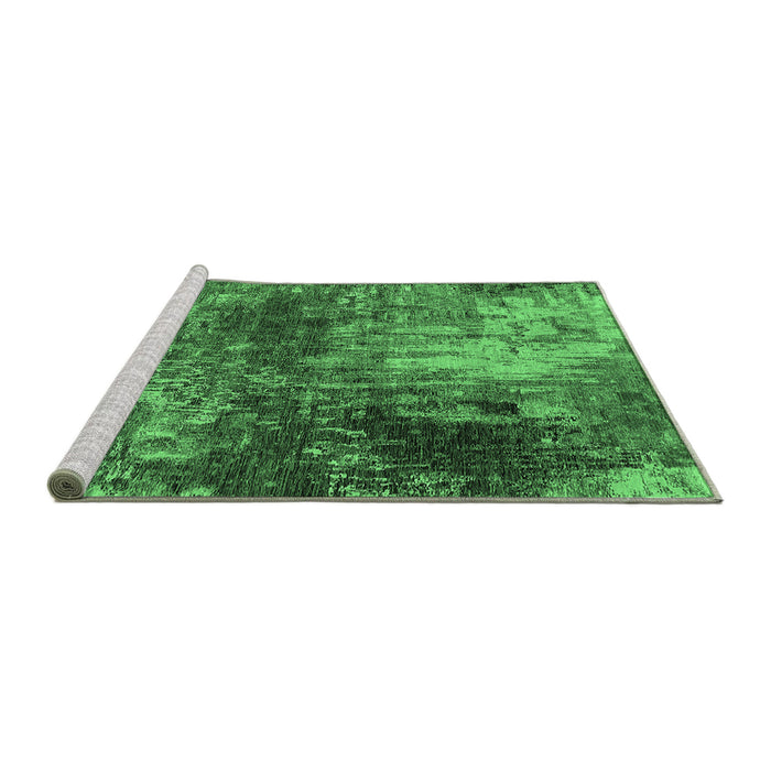 Sideview of Machine Washable Oriental Emerald Green Industrial Area Rugs, wshurb2739emgrn