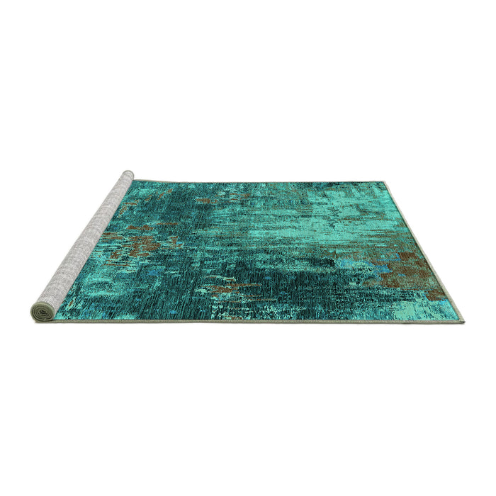 Sideview of Machine Washable Oriental Turquoise Industrial Area Rugs, wshurb2739turq