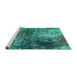 Sideview of Machine Washable Oriental Turquoise Industrial Area Rugs, wshurb2739turq