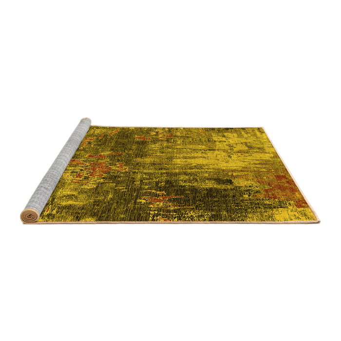 Sideview of Machine Washable Oriental Yellow Industrial Rug, wshurb2739yw