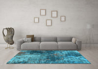 Machine Washable Oriental Light Blue Industrial Rug, wshurb2739lblu