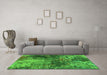 Machine Washable Oriental Green Industrial Area Rugs in a Living Room,, wshurb2739grn
