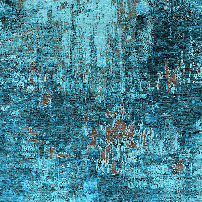 Machine Washable Oriental Light Blue Industrial Rug, wshurb2739lblu