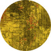 Round Oriental Yellow Industrial Rug, urb2739yw