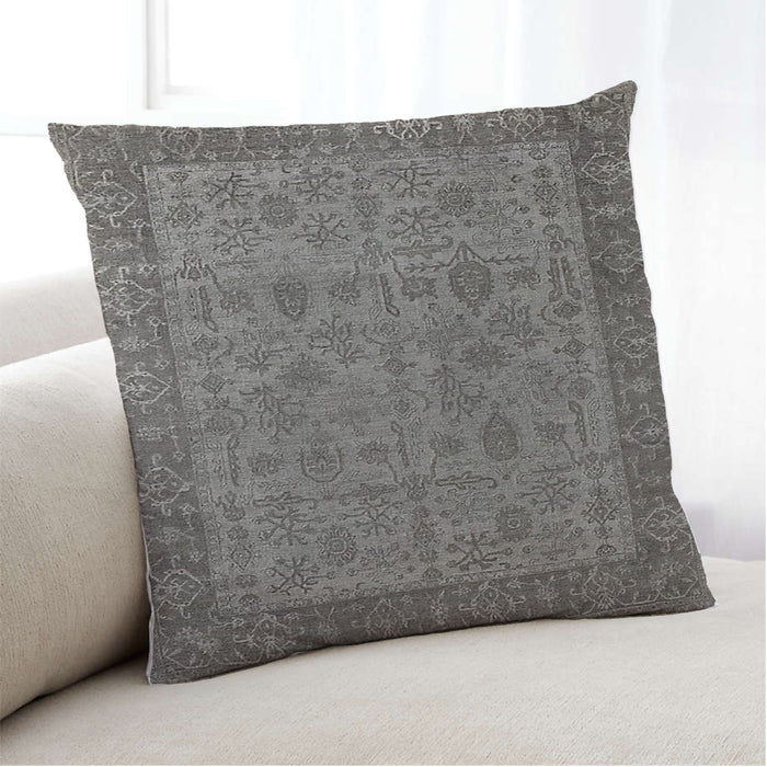 Lifestyle Image of Mid-Century Modern Urban Square Gunmetal Gray Throw Pillow, 18 inch by 18 inch, pwurb273