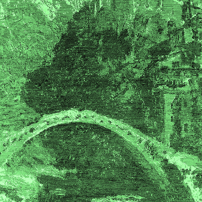 Machine Washable Oriental Emerald Green Industrial Area Rugs, wshurb2740emgrn