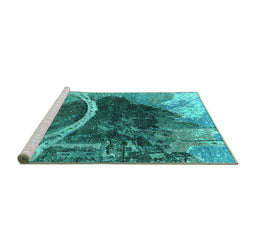 Sideview of Machine Washable Oriental Turquoise Industrial Area Rugs, wshurb2740turq
