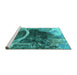 Sideview of Machine Washable Oriental Turquoise Industrial Area Rugs, wshurb2740turq