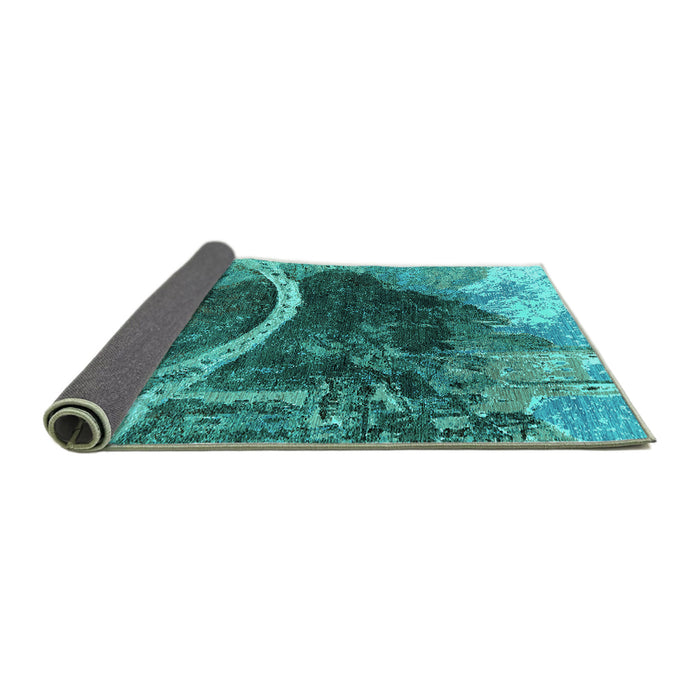 Sideview of Oriental Turquoise Industrial Rug, urb2740turq